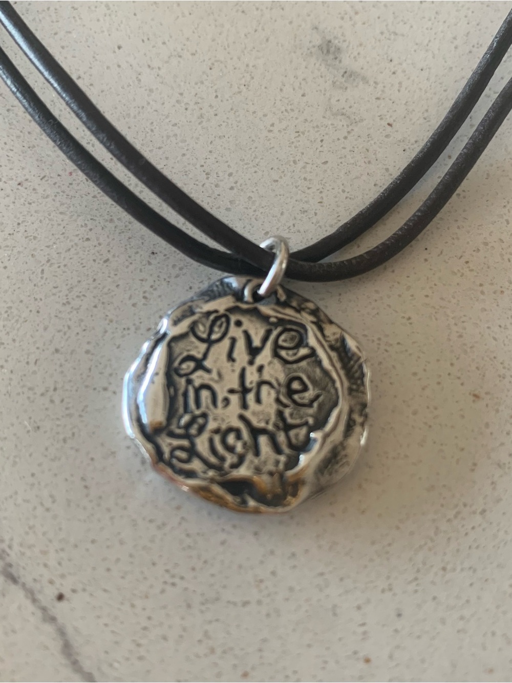 Island Cowgirl Artisan Sun/“Live In The Light” Necklace on Leather Cord - Picture 5 of 8